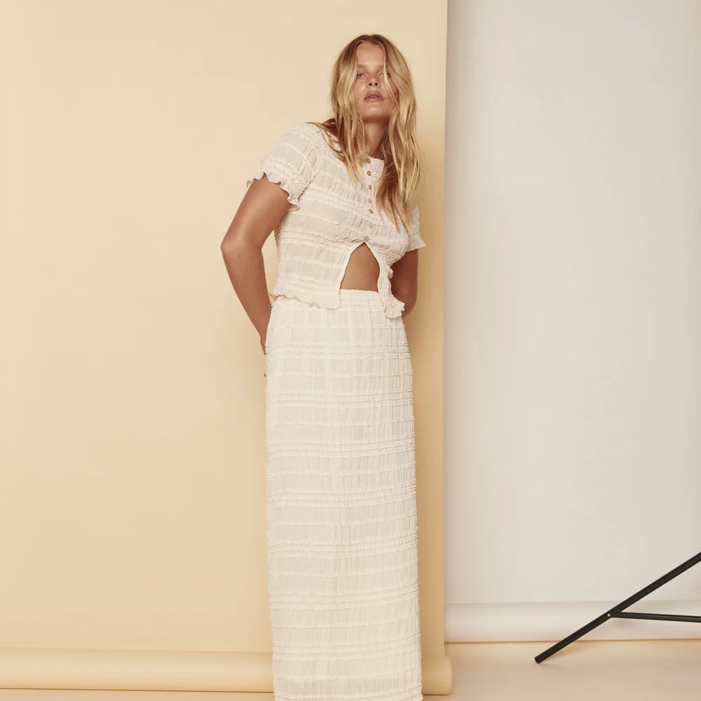 Elegant Cream Maxi Skirt
